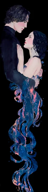 Free dark romance bookmark featuring a couple with a tentacled dress design